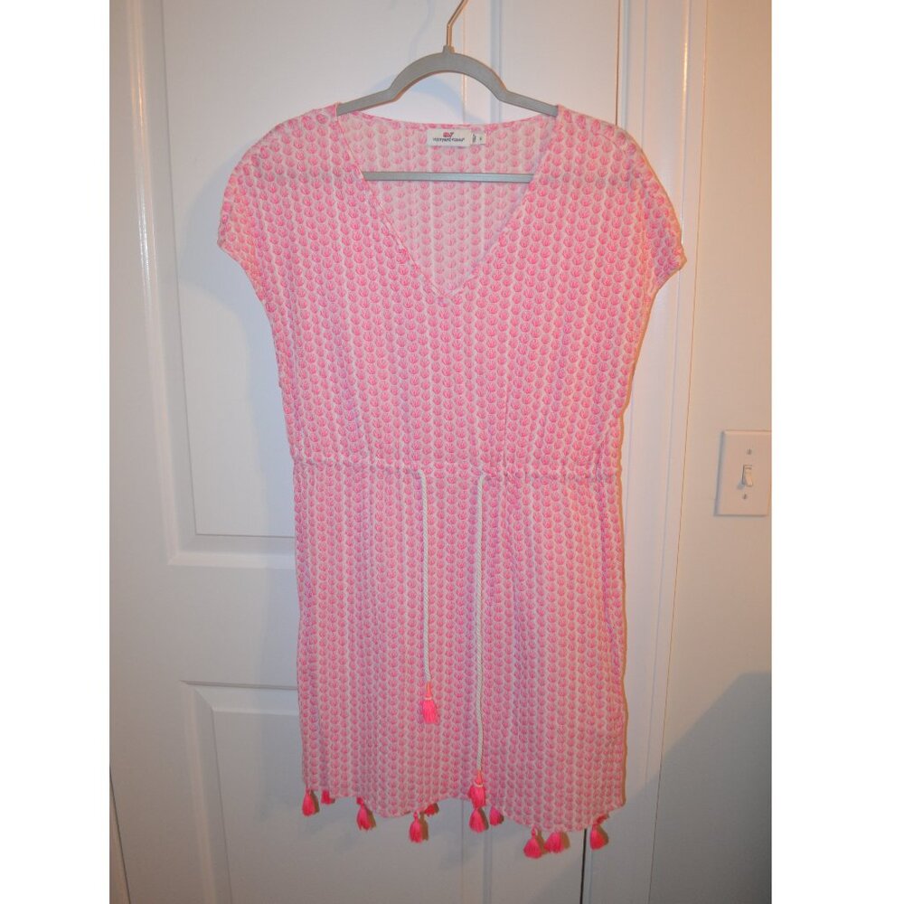 Vineyard Vines white and pink shell beach/pool cover up - size small